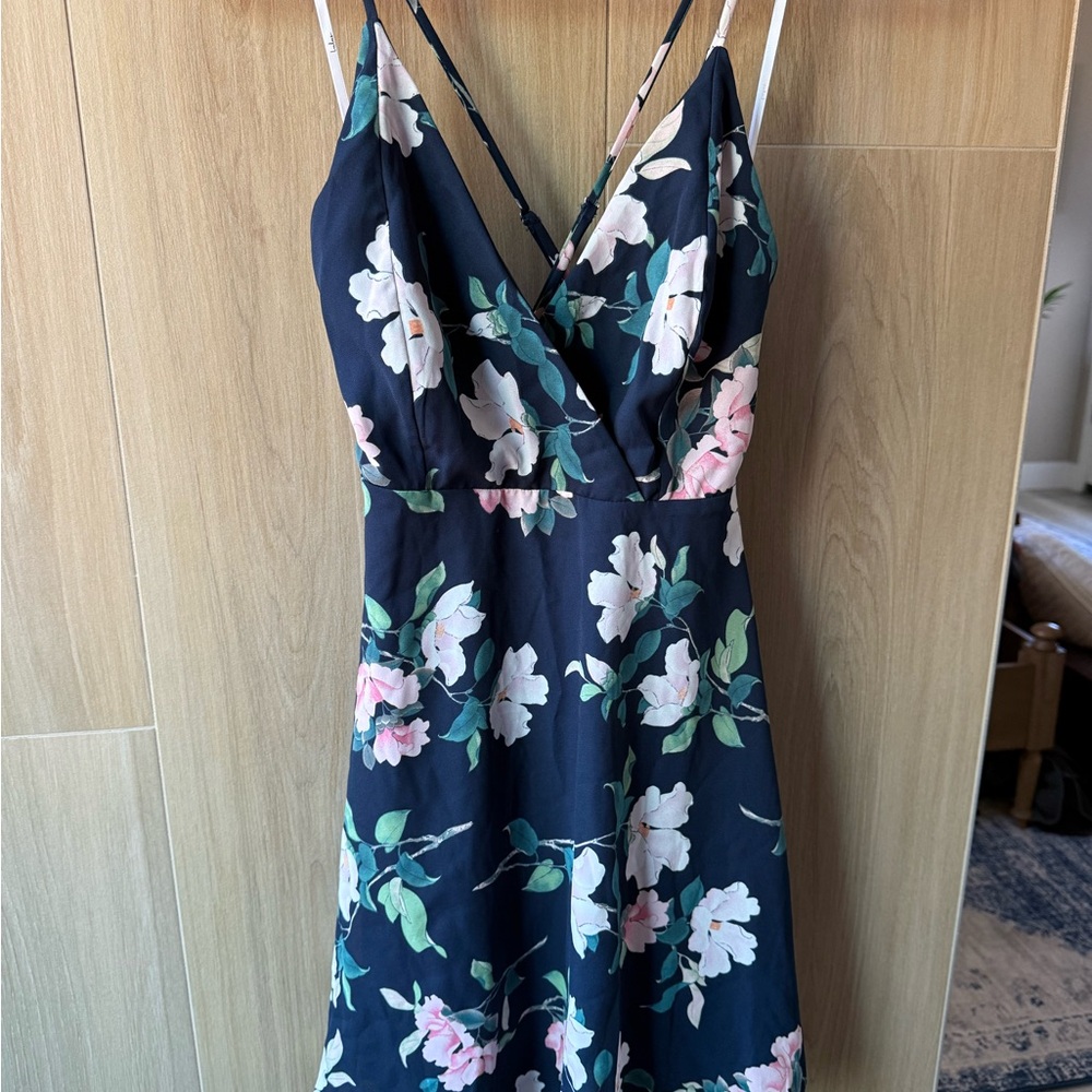 Lulu's Navy Floral Dress